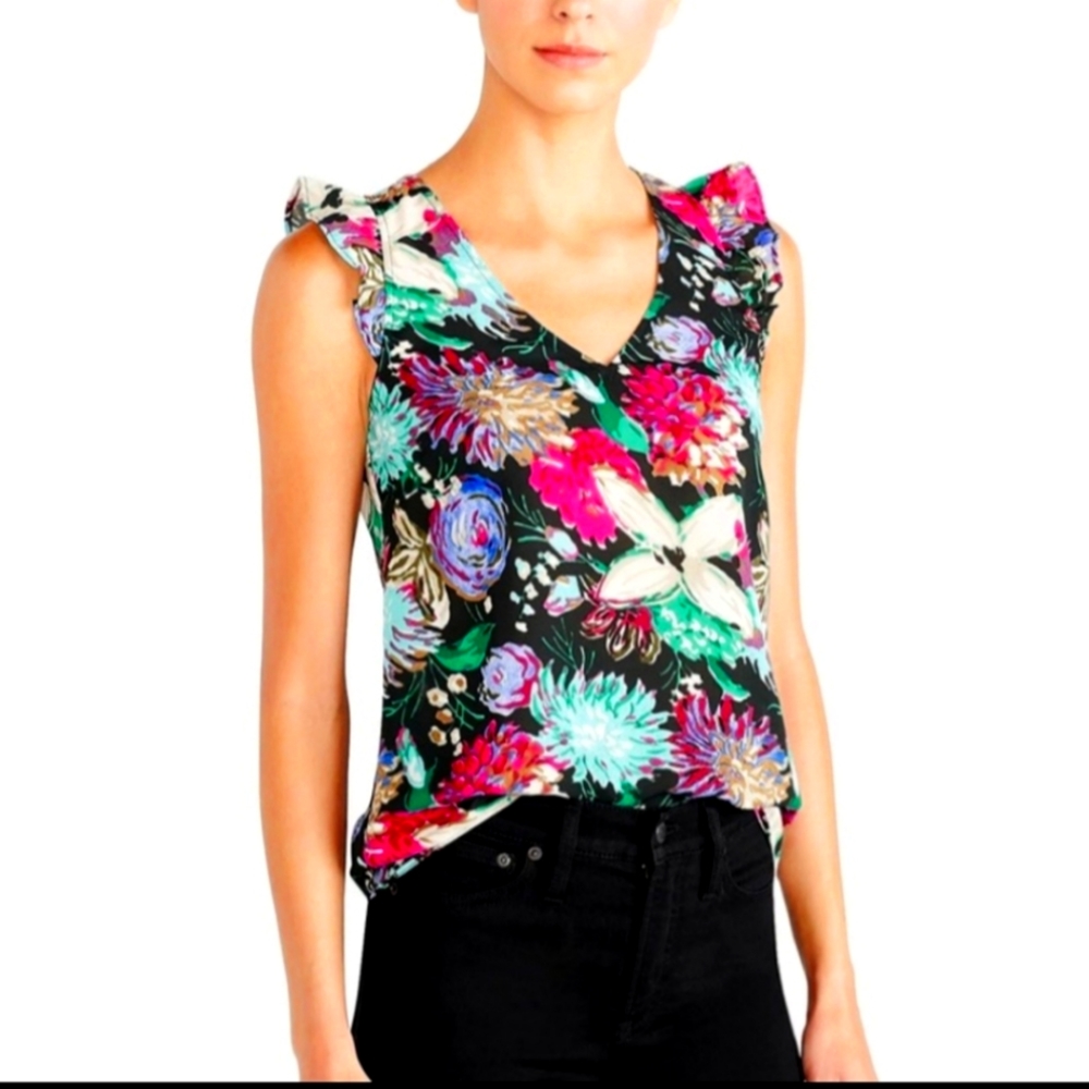 J.Crew Floral Flutter Sleeve Blouse